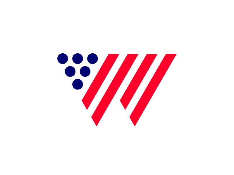 W grapes wine america flag typography logotype letter monogram symbol mark logo