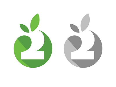2 / apple 2 apple leaves letter logo logotype mark monogram number 2 symbol typography