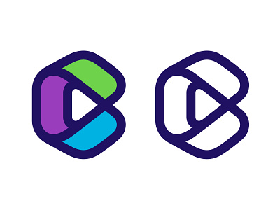 C hexagon letter line logo logo logotype mark monogram play play button symbol typography