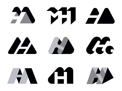 MH letter logo logotype m mark mh mh logo mh monogram monogram negative space symbol typography