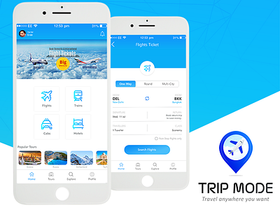 Travel App - Trip Mode adobe photoshop adobe xd creative design landing page mock up sketch tour app travel app user interface