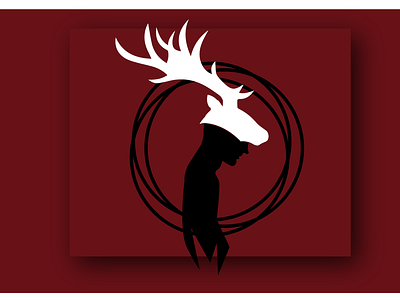 "Frustated" deer deerhead frustated illustration man red