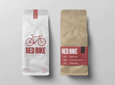 Red Bike Coffee & Bakery brand and identity branding brandpackage coffee coffee bag coffee shop illustration illustrator logo logo design vector