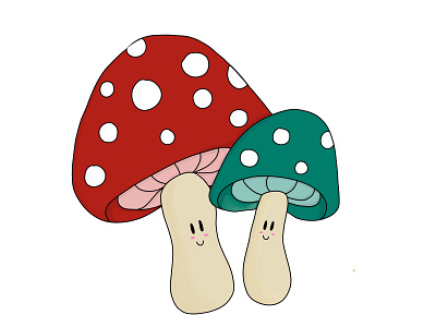 Toadstools apple pencil illustration mushroom procreate toadstool