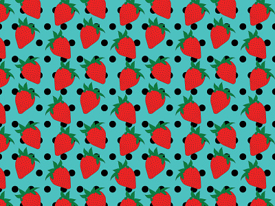 Strawberries and Polka Dots Seamless Pattern