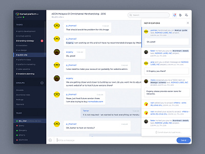 Nomad Platform chat clean dashboard files groups notifications tasks team ui users ux