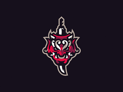 oni mask mascot angry branding illustration japanese sword