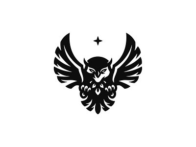 owl logo bird branding flying illustration mascot star