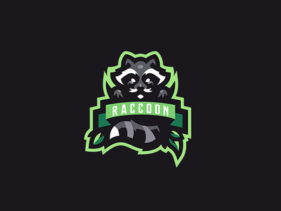 raccoon mascot logo branding leaves logo mascot nature