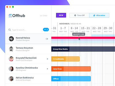 🎈 Offhub - Allocations app application calendar clean mac ui