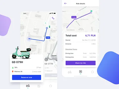 Scooter sharing clean ios mobile rent rental app scooter sharing ui