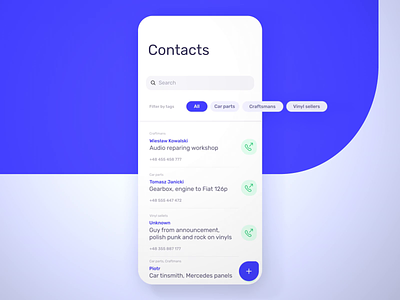 Contacts after effects animation application contacts ios ios app minimal motion motion design