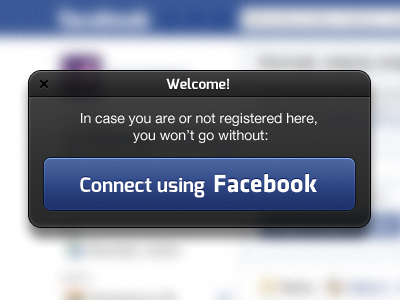 Welcome Facebook connect facebook hud welcome window