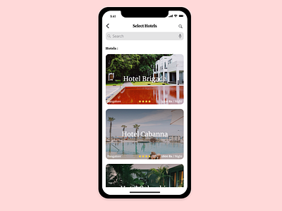 Hotel selection hotels ios10 resturent ui ux