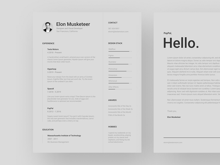 Resume & Cover Letter Template for Figma by Michael Yonke on Dribbble