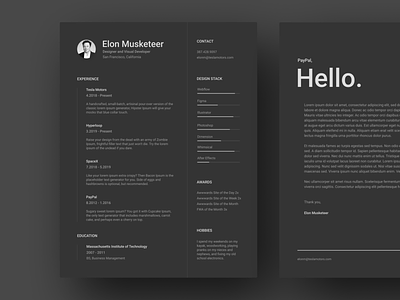 Resume & Cover Letter Template for Figma cover letter cover letter template cv cv design cv resume cv resume template cv template dark dark mode dark theme dark ui figma figma template resume resume clean resume cv resume design resume template yonke
