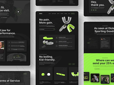 Zone Mouthguard ⚡️ Live Site Link dark dark mode dark theme dark ui hero landing landing page landing page design neon green one page one page design one page website sports sports design website website design websites yonke