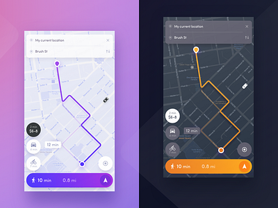 Navigation app - Night mode app concept ios map maps mobile mode navigation night ui ux