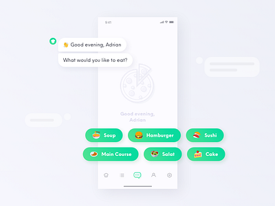 Chatbot - Find recipes ai app bot chat bot chatbot iphone mobile recipe ui ux