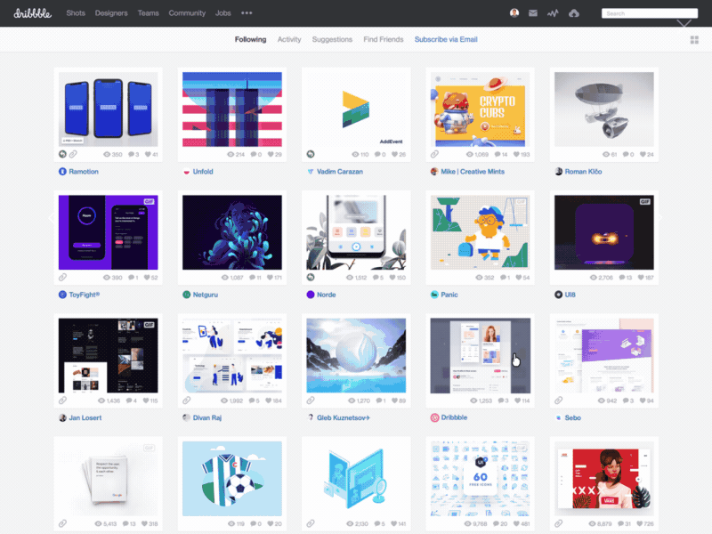 Animation Rebound for Dribbble design update animation design dribbble gif rebound redesign ui ux