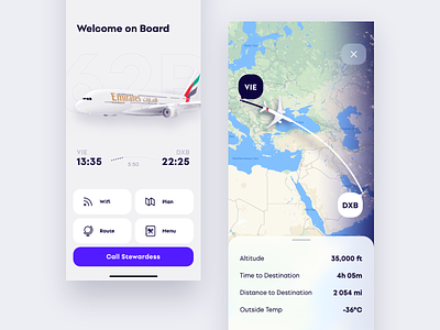 Dashboard for Passenger airlines airport app concept dashboard dashboard ui design iphone map mobile navigation on board passenger ui ux