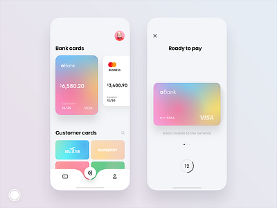 Bank and customer cards design app bank bank app banking app cards cards ui concept customer design ios iphone loyalty loyalty card mobile pay ui ux