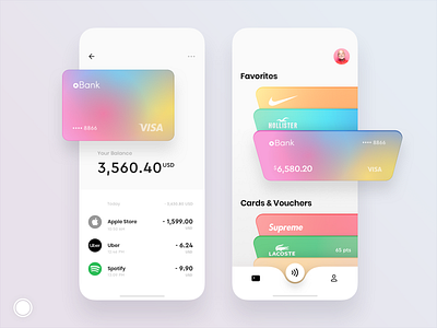 Debit cards and loyalty cards app bank banking banking app card card design cards cards ui concept customer design iphone loyalty loyalty card mobile pay transaction transactions ui ux