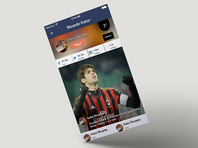 Sokker.me Player profile app ios mobile player profile soccer sokker.me ui ux