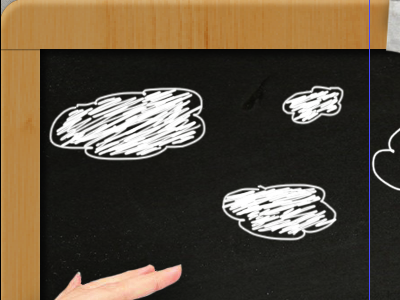 Blackboard with hand drawn clouds