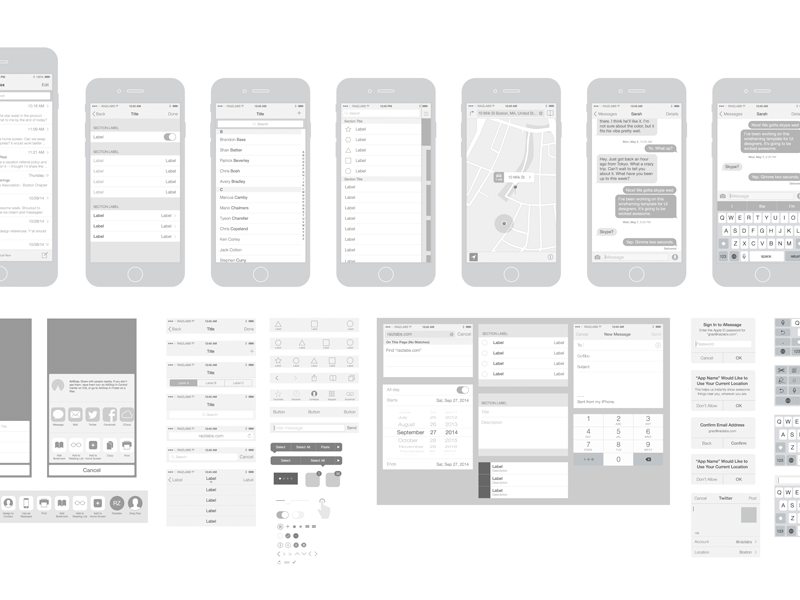 Download Free iPhone 6 Vector Wireframing Toolkit (iOS 8) by Michelle on Dribbble