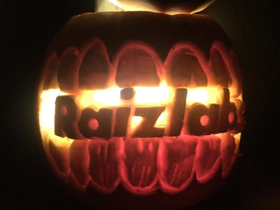 Raizlabs Logo Pumpkin carving halloween jack olantern pumpkin typography