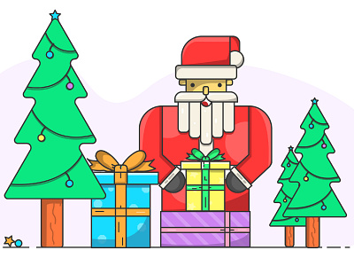 santa claus christmas design gifts illustration santaclaus tree vector