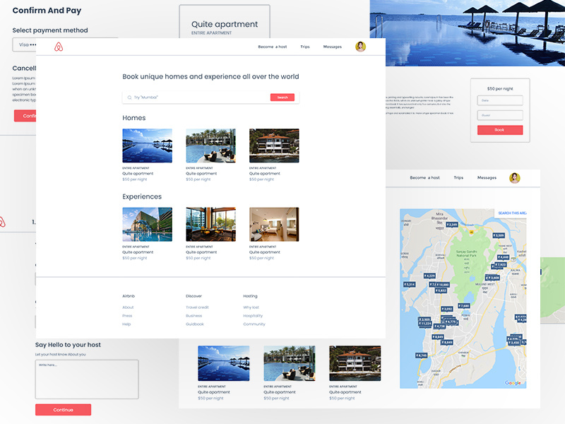 Airbnb Ui airbn hotels illustrator india app bhopal typography icon branding flat design architecture vector photoshop illustration adobexd landingpage web design ux ui