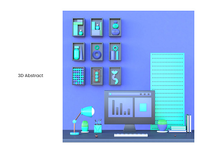 Abstract Workstation 02 3d 3dillustration blender cinema4d color computer design illustration landingpage octane ui ux workstation