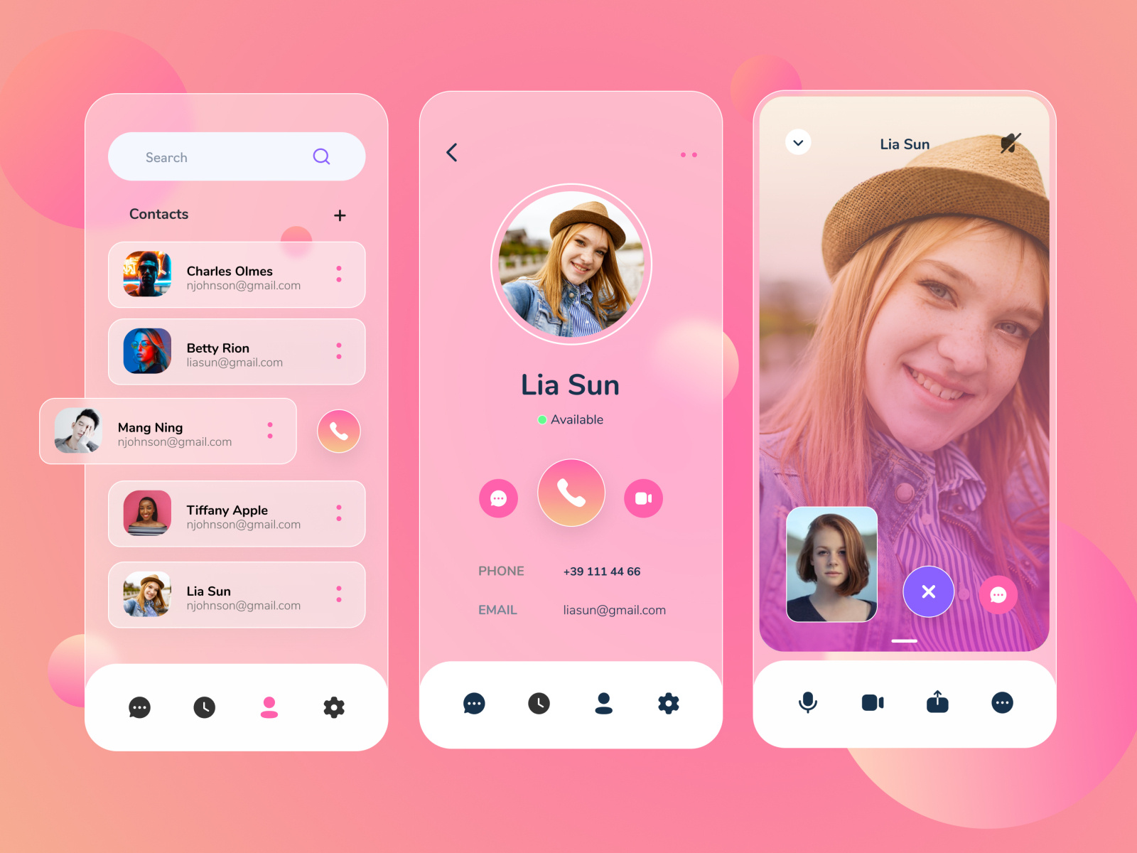 Video chat app by Patrizia Slongo ️ on Dribbble