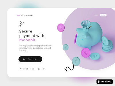 Moonbit - Payment App 3d animation animations app design iconz jitter motion graphics payment payment app ui website