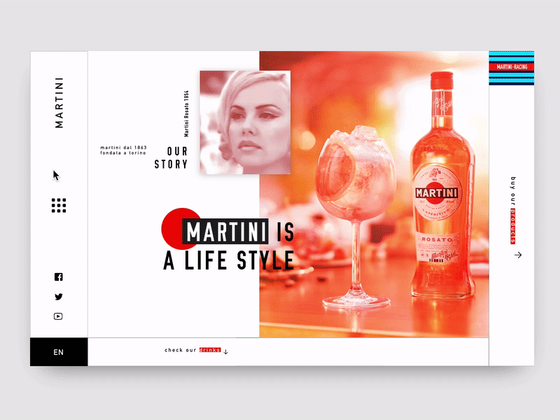 Landing Page Martini 🍸 animation dailyui dailyui 003 design desktop invision studio invisionapp martini redesign transitions ui