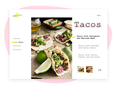 Food Menu 🌮Daily UI 043 daily 100 challenge daily ui daily ui 043 daily ui challange dailyui design food food menu menu mexican mexican food mexican restaurant restaurant tacos ui