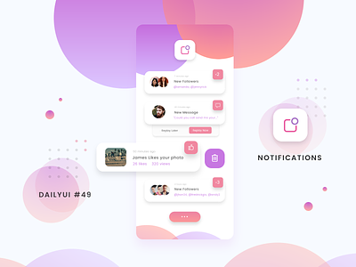 Notifications - DailyUI 049 app daily daily 100 challenge daily ui daily ui challange dailyui dailyui 049 dailyui challenge design dribbble invision mobile mobile app notification notifications ui