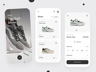 Vans City Trail Store add to cart cart clean figma flat minimal price product design shoes shoes store snickers store ui ux vans vr