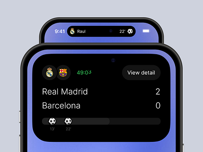 Dynamic Island - Football App bet concept dynamic fifa football game island live football live update minimal product design real madrid score scoreboard soccer sport team ui ux