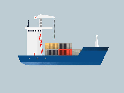 Cargo Ship boat cargo crane geometry illustration nautical sea ship