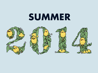 Summer and Lemon Typography botanical illustration lemon lemon tree typography
