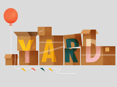 Yard Sale | Detail balloon boxes illustration typography yard sale