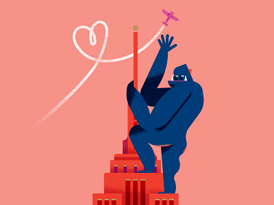 Maya Stepien x Lagom | King of Love ape birthday card celebration empire state building gold foil illustration king kong monkey print texture