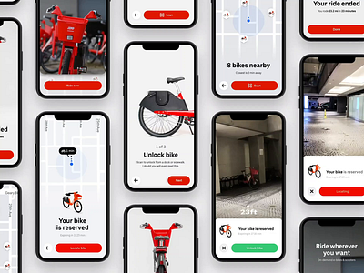 AR Bike Locator - Experience Collection 3d animation ar augmented reality bike c4d cinema 4d collection device ebike interaction iphone 11 motion navigation onboarding ride sharing uber uber design ui user experience