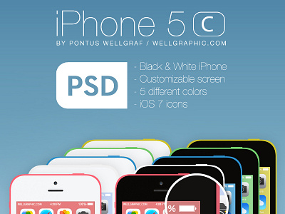 Apple iPhone 5C PSD apple download flat free gui interface ios iphone 5 iphone 5c layout psd ui