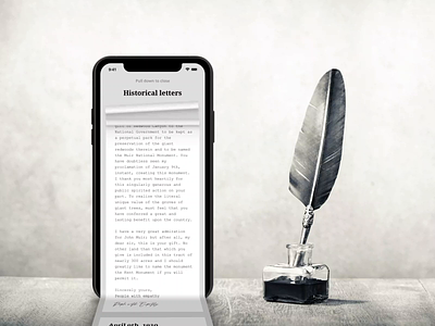 Explore Historical Letters with Realism + Tutorial Video 3d animation article book concept content device discover explore history interface iphone letter motion graphic paper read tutorial ui ux web