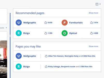 Facebook Redesign - Recommended pages