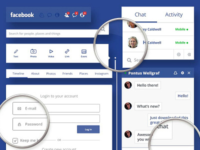 Facebook Redesign - UI KIT PSD
